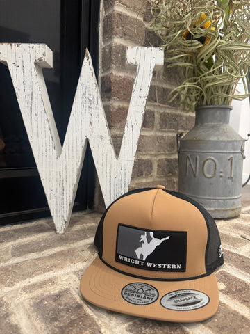 Wright Western Tan/Black 5 Panel Trucker with Black/White Patch